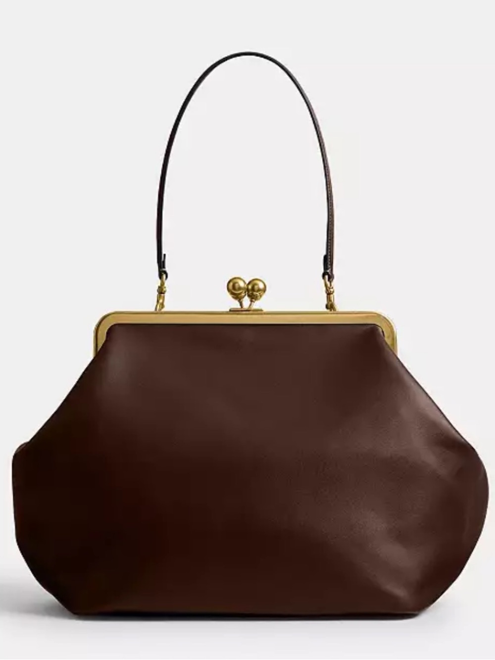 NWT Coach Oversized Kisslock Frame Shoulder Bag in Maple